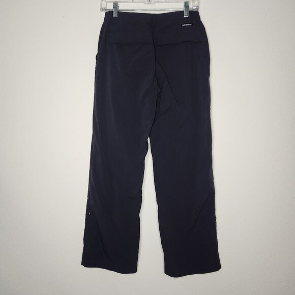 Patagonia Womens 4 Black Outdoor Wide Leg Pants Nylon Pockets Cargo Roll Tab  ge - Picture 6 of 8